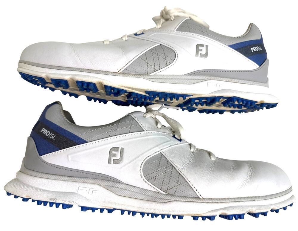 FootJoy Pro SL Golf Shoes White Blue Spikeless Waterproof Men's 10.5 Medium